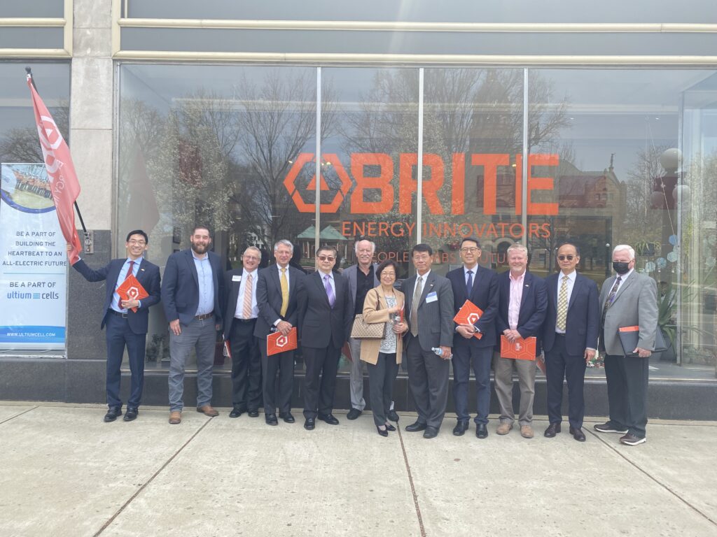 Taiwanese delegation leaders posing for a picture outside BRITE headquarters