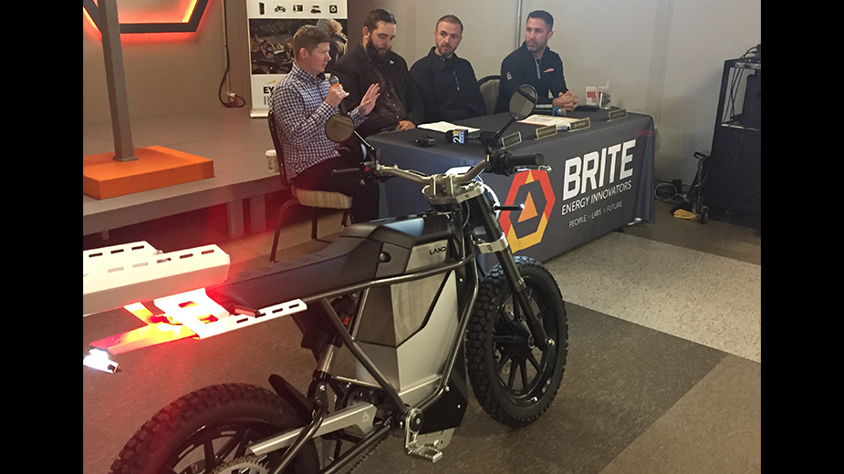 A panel at a BRITE press event, consisting of a startup founder, a board member, a BRITE partner, and BRITE CEO Rick Stockburger.