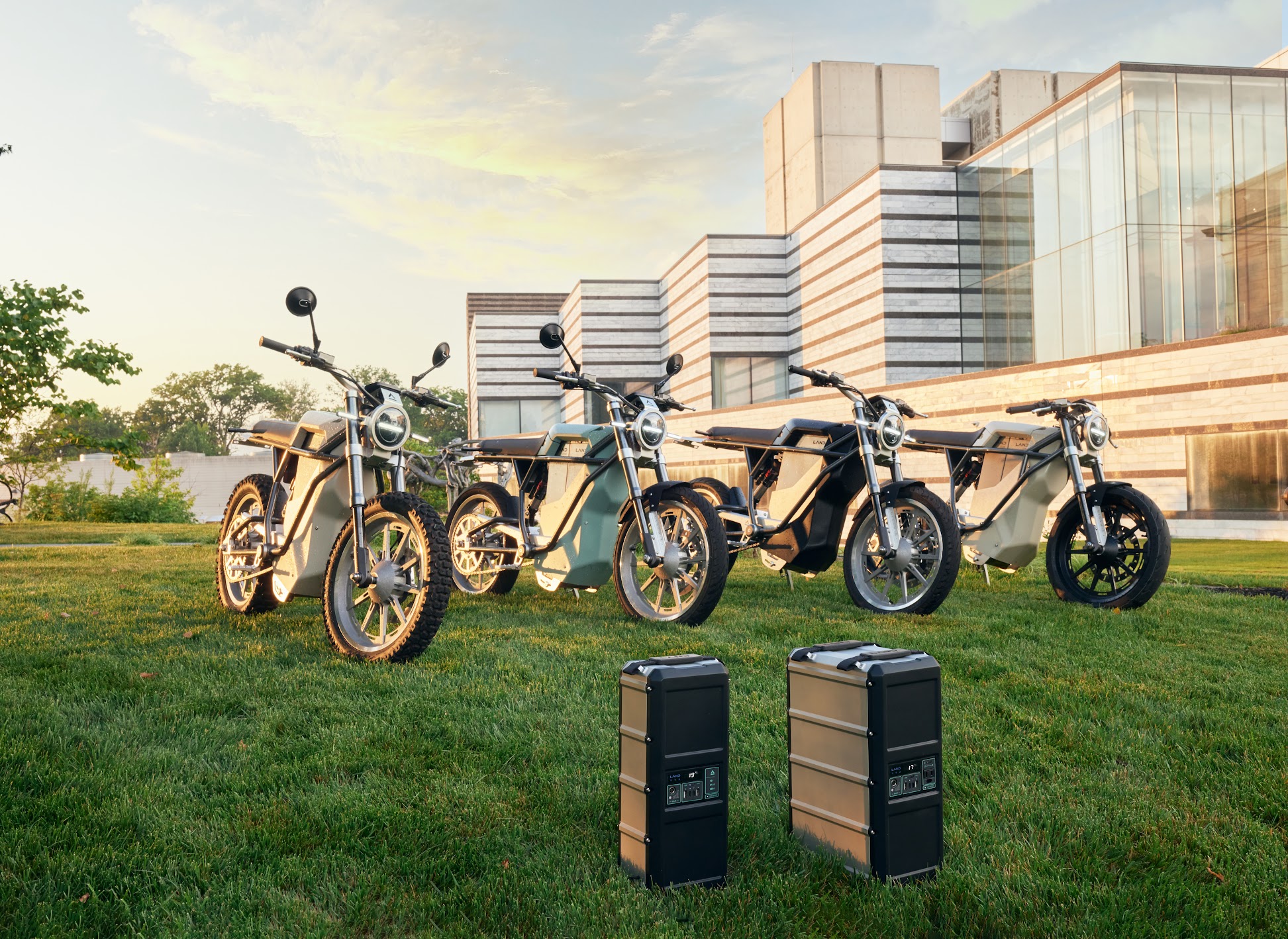 LAND moto e-bikes and battery units