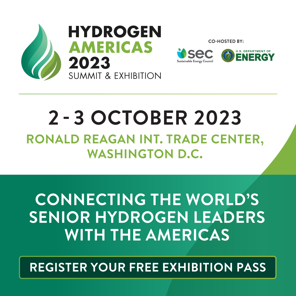 Hydrogen Americas 2023, connecting the world's senior hydrogen leaders with the Americas